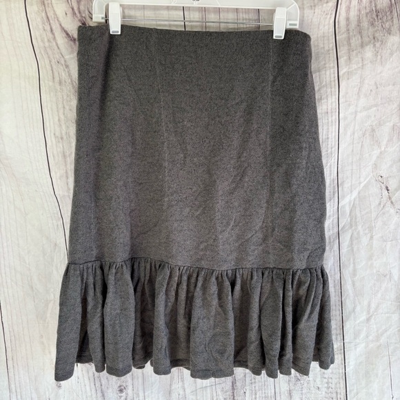 Sundance Wool Blend Chic Gray Ruffle Skirt 8 - Picture 4 of 6